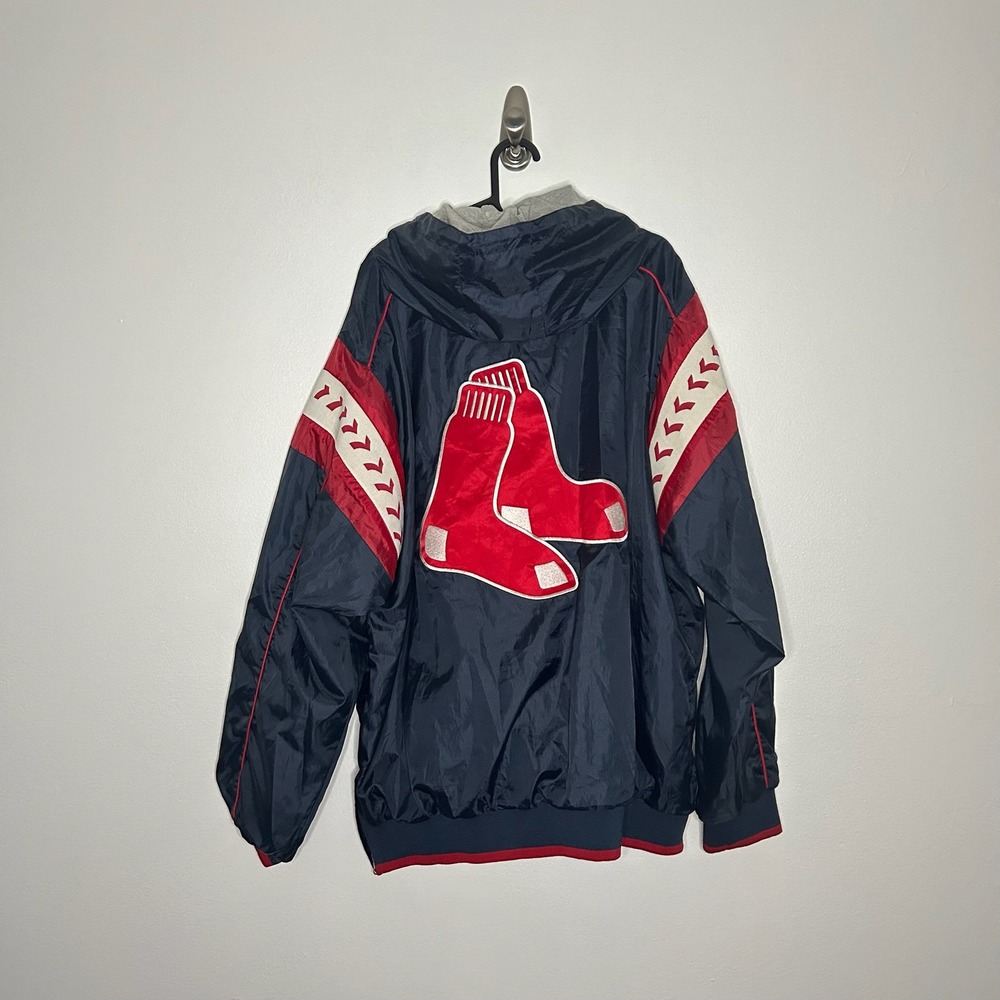 Vintage Boston Red Sox MLB Hooded Pullover Jacket Navy XL 90s Y2K